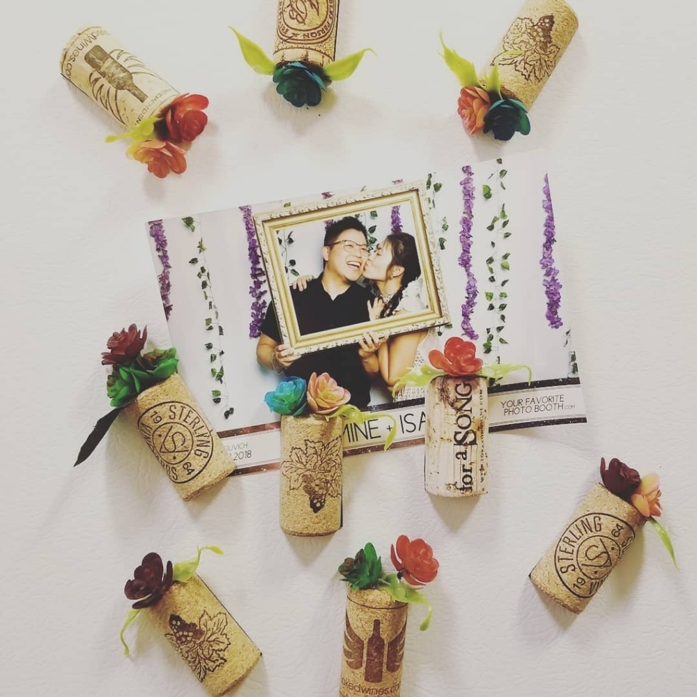 Magnets - mini flowers wine cork